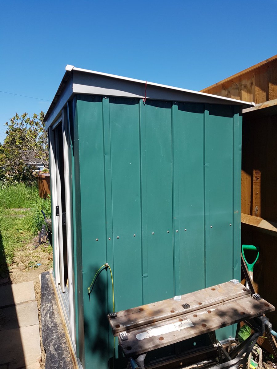 gaitamg's tweet photo. Have Shed, will store even MORE junk !!
I had good intentions when I took over this tin shed from a local friend (in bits of course).
It was when I started to re-assemble this monster that I realised my Mensa membership had run out years ago !  NOW with Solar lighting. https://t.co/aK3Fog6CEA