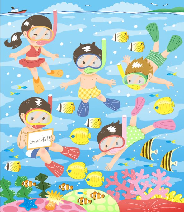 シュノーケリングのtwitterイラスト検索結果