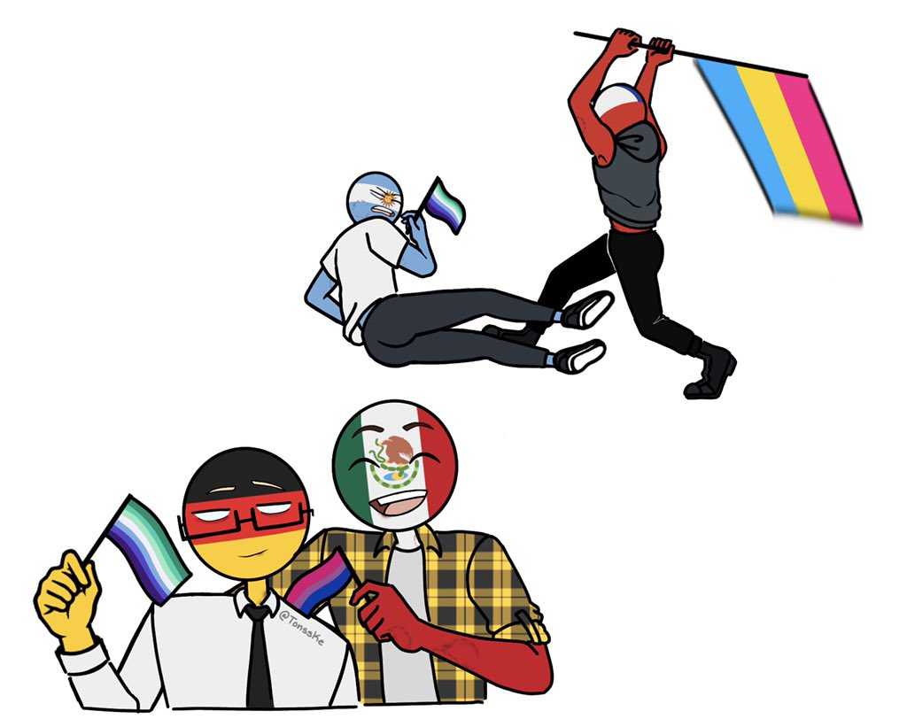 TonssKe's tweet photo. Dibujo rápido de las parejitas porque se me acaba el mes. #countryhumans #countryhumansgermany #countryhumansmexico #countryhumansargentina #countryhumanschile #HappyPrideMonth2021 https://t.co/grvKvGABBH