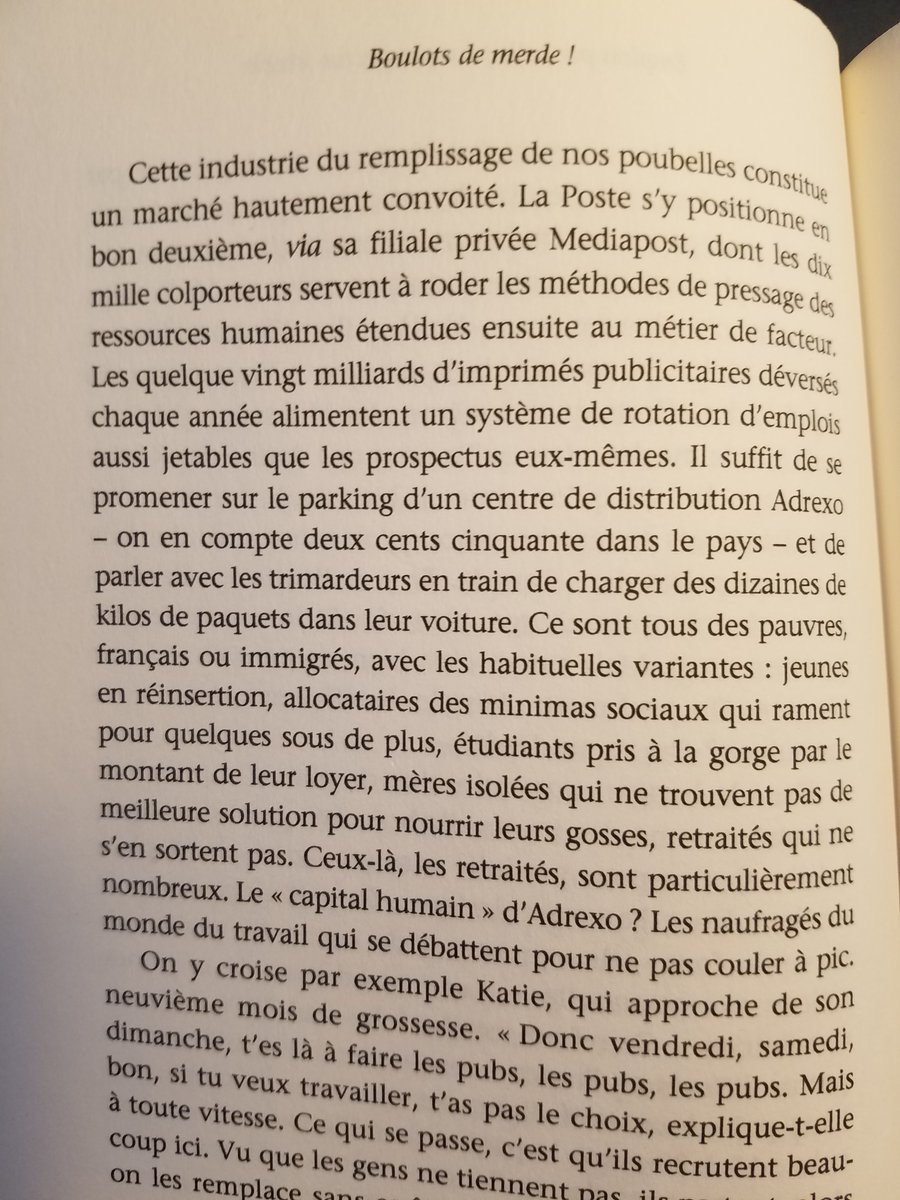 OlivierCyran's tweet photo. À propos d'Adrexo, de son régime de turbo-exploitation et de ses patrons ricanants qui se paient ouvertement la fiole des milliers de précaires écrasés sous leurs montagnes de prospectus (cf. "Boulots de merde !", @Ed_LaDecouverte, par @JulienBrygo et mézigue). https://t.co/OfOakHyaX4