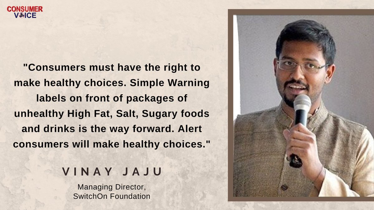 Implementation of front-of-pack labels #FOPL will help consumers to make healthy food choices & reduce #NCDs burden in India. Social activist Mr Vinay Jaju encourages regulation for #warninglabels to protect #consumerhealth.
@fssaiindia @Consumers_Int 
#SafeFoodForConsumers