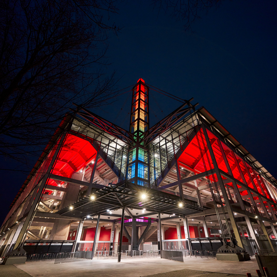 fckoeln_en's tweet photo. A signal for diversity 🏳️‍🌈

During the @DFB_Team_EN game against Hungary on Wednesday evening, the RheinEnergieSTADION pylons will light up in rainbow colours. https://t.co/RMJ0F8kcw6