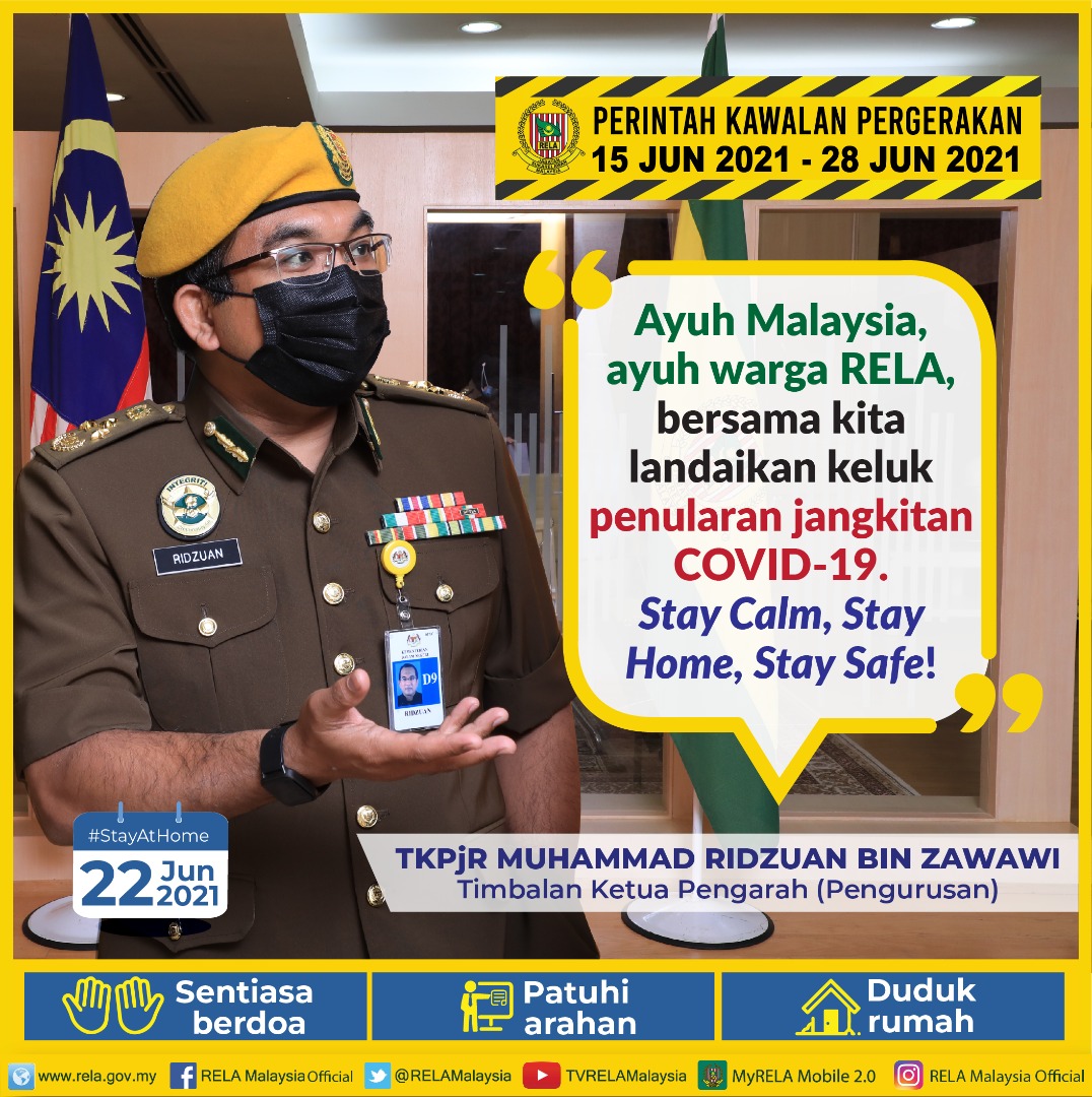 Kempen Kesedaran :
Ayuh Malaysia... Ayuh Warga RELA! 💪🏻
<a href="/KDNPUTRAJAYA/">KDN🇲🇾</a> <a href="/dhzhamzah/">Hamzah</a> <a href="/IsmailSaid087/">DS Dr. Ismail Mohamed Said</a> <a href="/wandahlan/">Wan Ahmad Dahlan</a> <a href="/yahyakgc/">Yahya Sulaiman</a> <a href="/SazaliZin/">Mohd Sazali Mohd Zin</a>