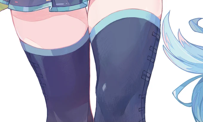 来週出せる予定なのですが、気づいたらリメイクミクの膝めちゃくちゃに描き込んでしまったwipを見てほしい 