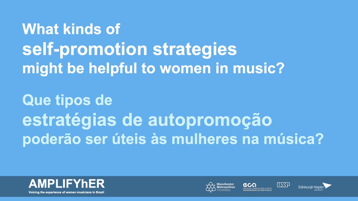 her_amplify's tweet photo. Yesterday we asked you about networking and its importance in the music industry especially for women musicians. Today we’d like to hear what you know about self-promotion and what strategies will be helpful to women in music.

Let’s start a discussion!
#amplifyher #research https://t.co/jziGsT10UZ