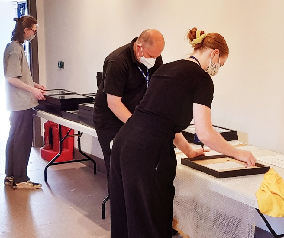 MuseumofCarpet's tweet photo. FOUR DAYS until our summer exhibition 'Generation: The People and Production of Kidderminster' opens to the public!
Pictured are our hardworking staff and volunteers installing our exhibition.
#museum #behindthescenes #exhibitioninstallation #photography #industrialheritage https://t.co/plrkvjBuAp