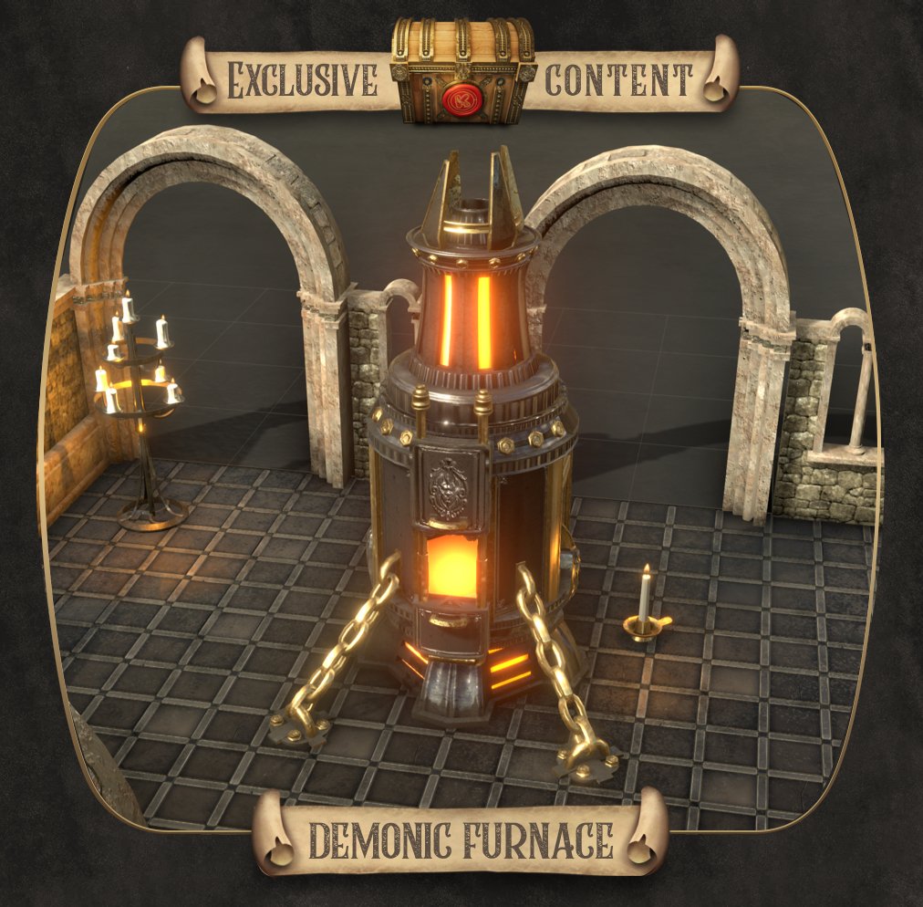 Up next in our #Kickstarter #ExclusiveItems: The Demonic Furnace! 5" steel cover, withstands temperatures up to 1800°, 3"Ø link ground anchors for intense binding. Find out more on our HOT DEALS on dungeonalchemist.com! #madewithunity #indiegamedev <a href="/karelcrombecq/">Karel Crombecq</a> <a href="/wimdehert/">Wim De Hert</a>