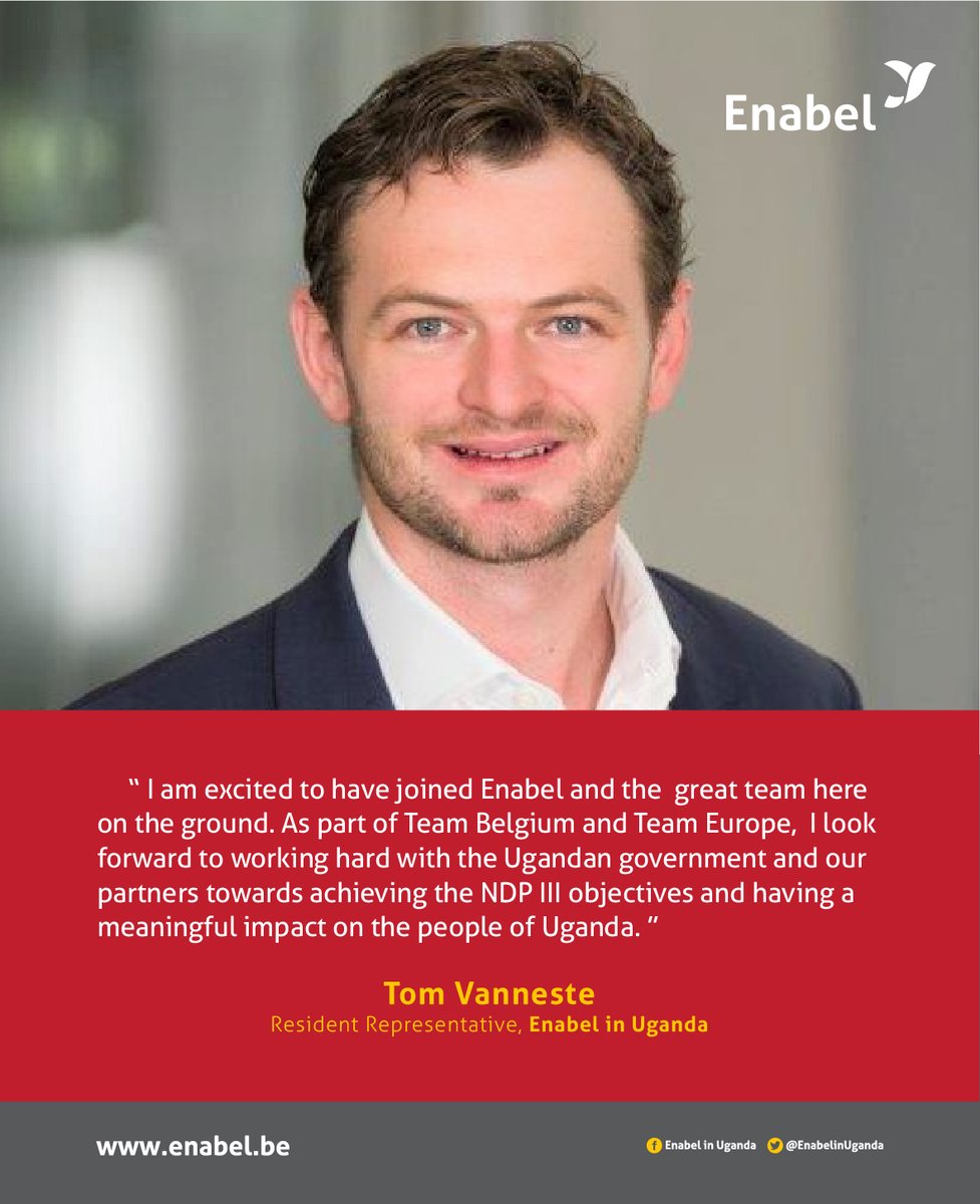 EnabelinUganda's tweet photo. Introducing our new Country Representative, Tom Vanneste.
"As part of #TeamBelgium & #TeamEurope, I look forward to working with @GovUganda & our partners towards achieving the NDP III objectives & having a meaningful impact on the people of ๐บ๐ฌ."
#EnablingChange #ActForImpact https://t.co/Lg0rs7tf16