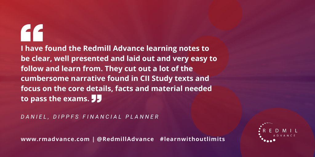 RedmillAdvance's tweet photo. Delighted to read this, because that's the goal when we write and create these learning programs. 
#learnonline #learnwithoutlimits #redmilladvance #financialservices #financialplanner #examstudy #studysuccess https://t.co/pdwHN5OFqK