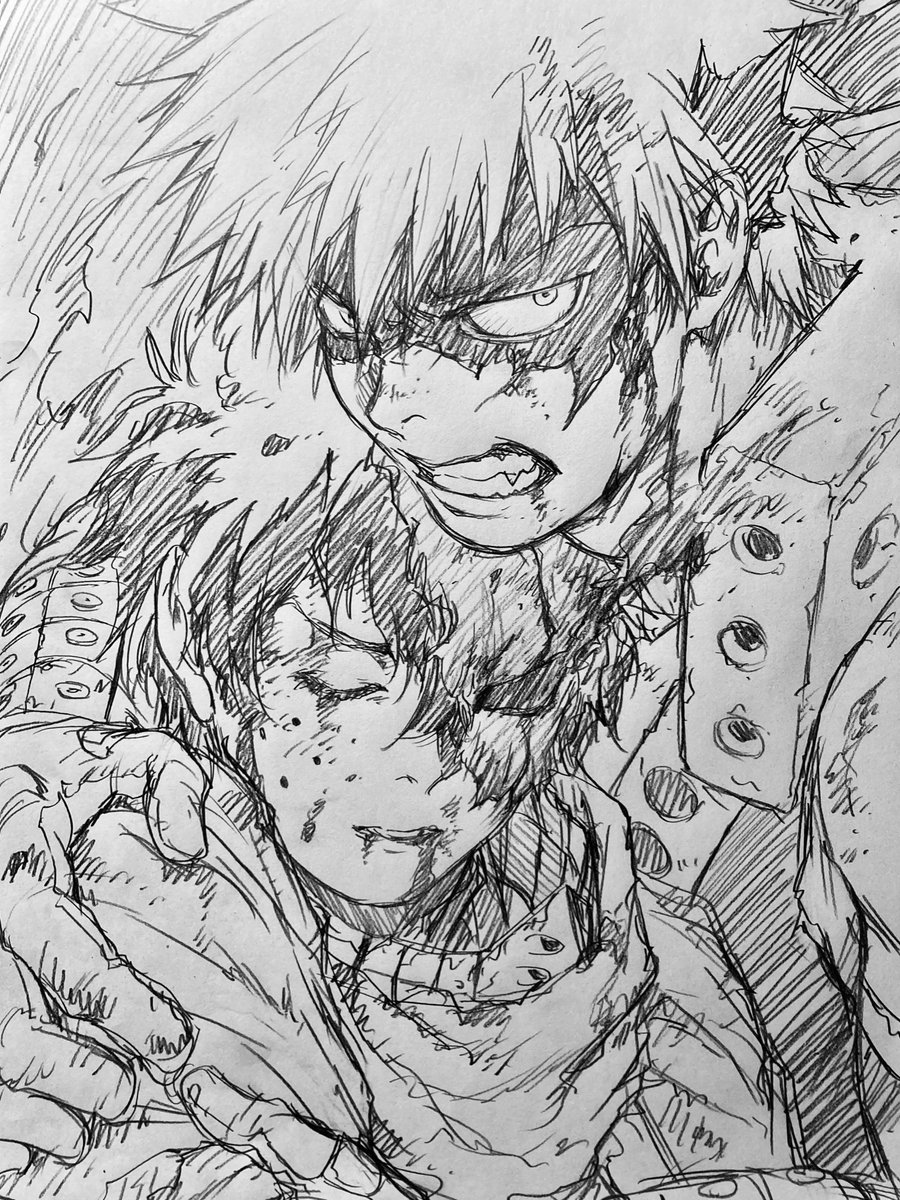 ラフ描き、かっちゃんとでっくん 