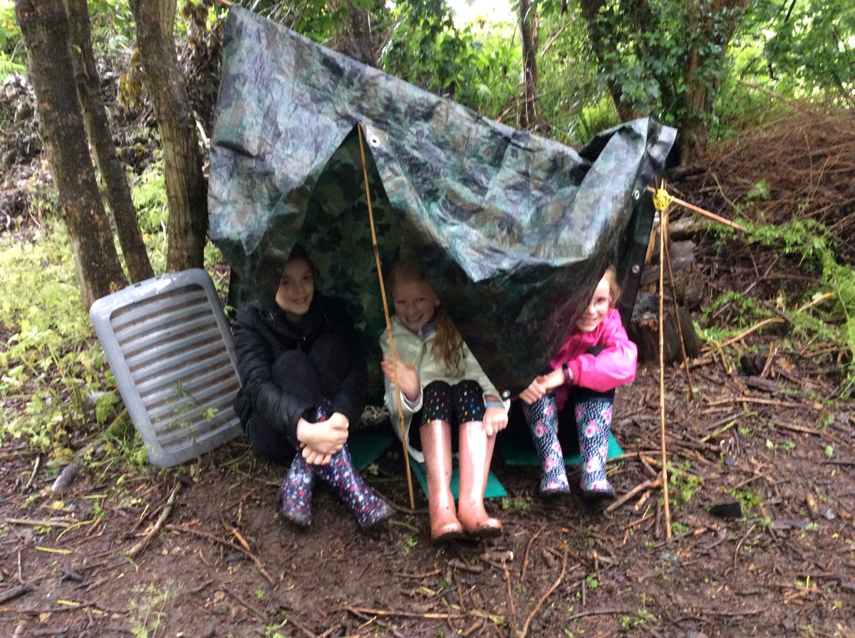 Shelter building yesterday with a purpose! A very wet but successful first day. Orienteering and pond dipping this morning...