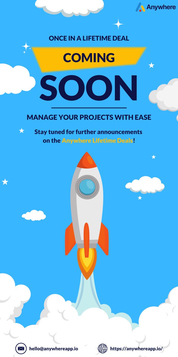 AnywhereAppIO's tweet photo. Something big is coming soon!
Visit https://t.co/BBJf0YPe6y to learn more.
.
.
.
.
.
#Anywhere #ProjectManagement #Startups #WorkFromHome #WorkOS #WorkOSForStartUp #WorkOperatingSystem https://t.co/aqQj6JTOD4