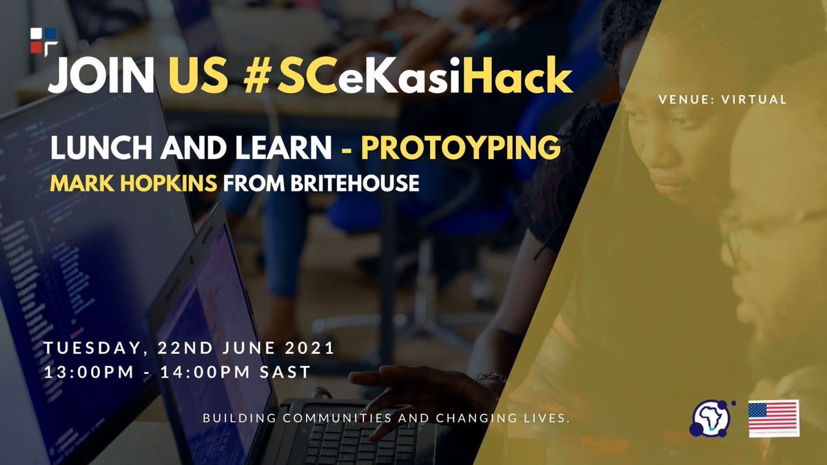 ZiziphoDyubeni's tweet photo. Join us for #SCeKasiHack Tuesday Lunch and Learn from 13:00-14:00 with Mark Hopskins, senior product designer from Britehouse to learn about Prototyping. Join us https://t.co/FKzKcDoIbZ @SiliconCape @USConsulateCT https://t.co/UESko9hzVL