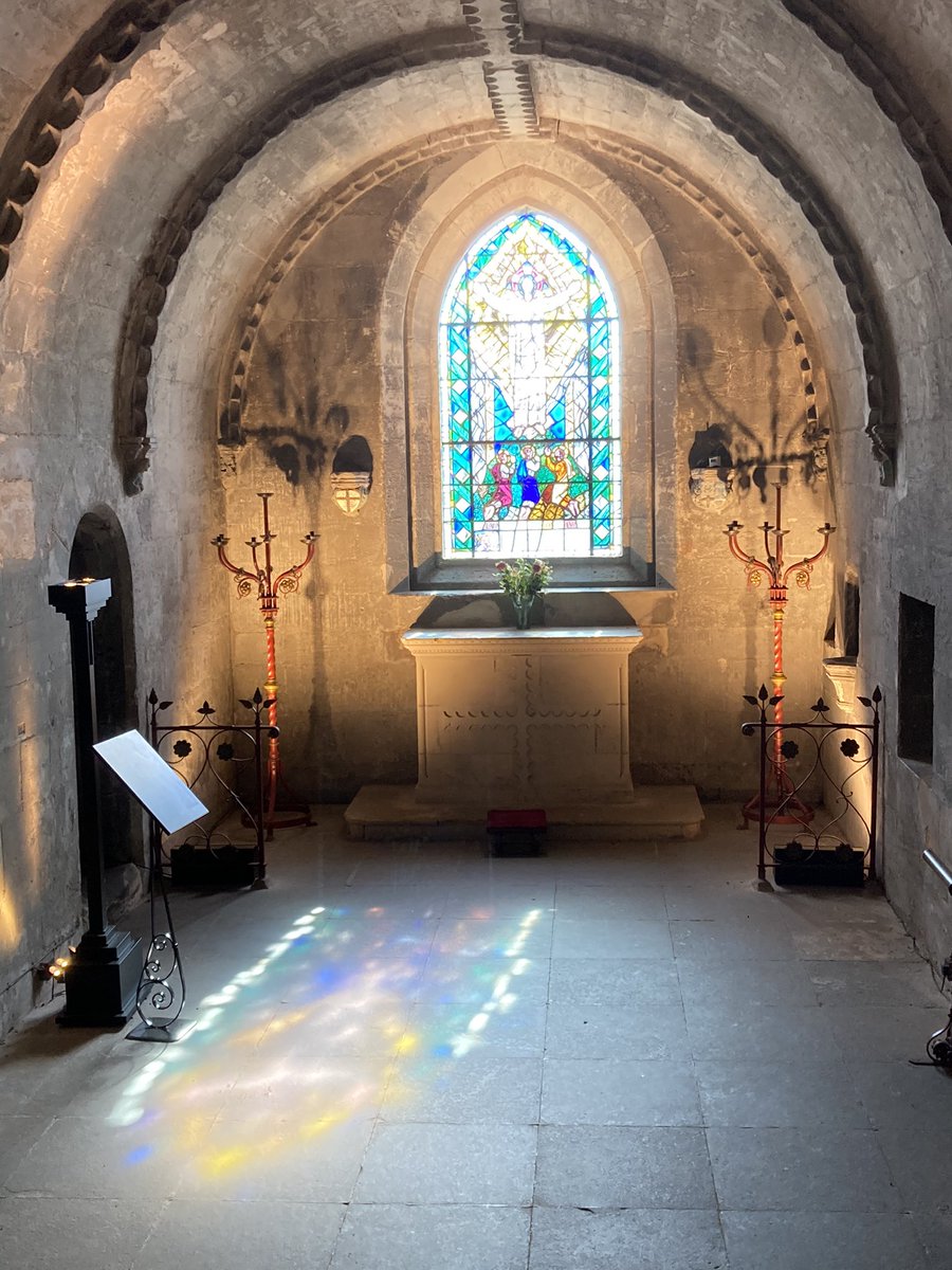 Rosslynchapel's tweet image. Great shadows and reflections from the stained glass window in the crypt this morning. @VisitScotland