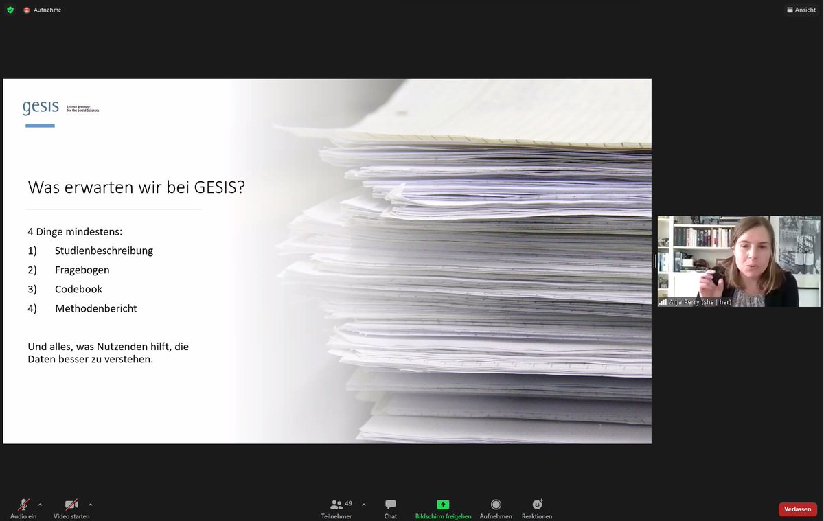 FDMThueringen's tweet photo. Concluding the second day of the Thuringian #FDMTage is @pe_anja of @gesis_org. She is talking about how metadata relate to good scientific practice and what GESIS expects from its researchers. #metadata #datadocumentation https://t.co/QZwUOyqN4U
