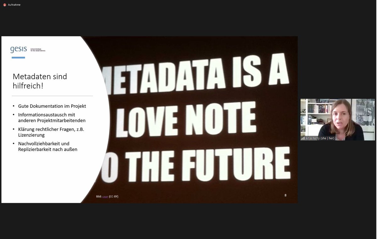FDMThueringen's tweet photo. Concluding the second day of the Thuringian #FDMTage is @pe_anja of @gesis_org. She is talking about how metadata relate to good scientific practice and what GESIS expects from its researchers. #metadata #datadocumentation https://t.co/QZwUOyqN4U