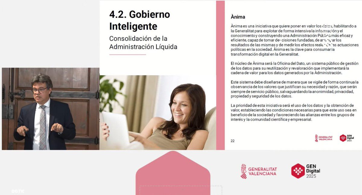 GVAhisenda's tweet photo. 🗣@jogardua: "El plan está estructurado en 6⃣ ejes estratégicos" 

🔹Infraestructuras
🔹Gobierno inteligente
🔹Gobierno sostenible
🔹Educación digital
🔹Sanidad
🔹Justicia moderna

"Y 5⃣0⃣acciones concretas de digitalización" #GENDigital @generalitat https://t.co/InfqEfrXsp