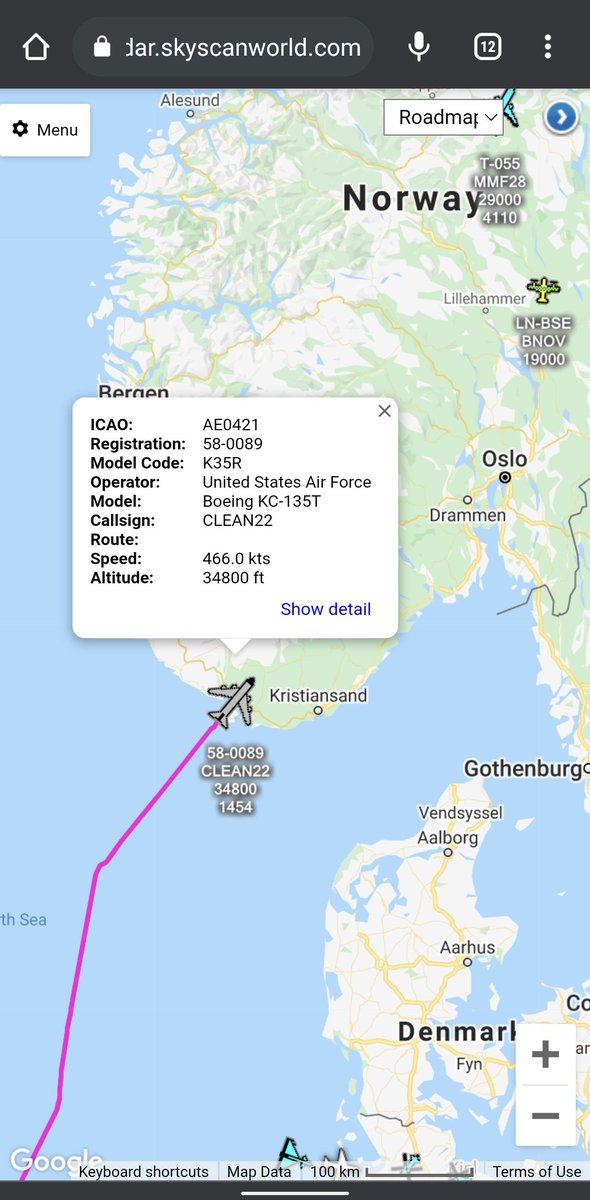 scan_sky's tweet photo. #USAF - Boeing KC-135T - 58-0089 - #CLEAN22
Departed From RAF Mildenhall ๐ฌ๐ง ๐บ๐ธ & Heading To Norwegian Air Space.
Sighted With A Drogue Attached To The Boom & Will Be Supporting #USMC (VMFA-115 "Silver Eagles" ๐ฆ
Heading Home From #Finland ๐ซ๐ฎ After Taking Part In #ACE21 https://t.co/oBvuVM4SAK