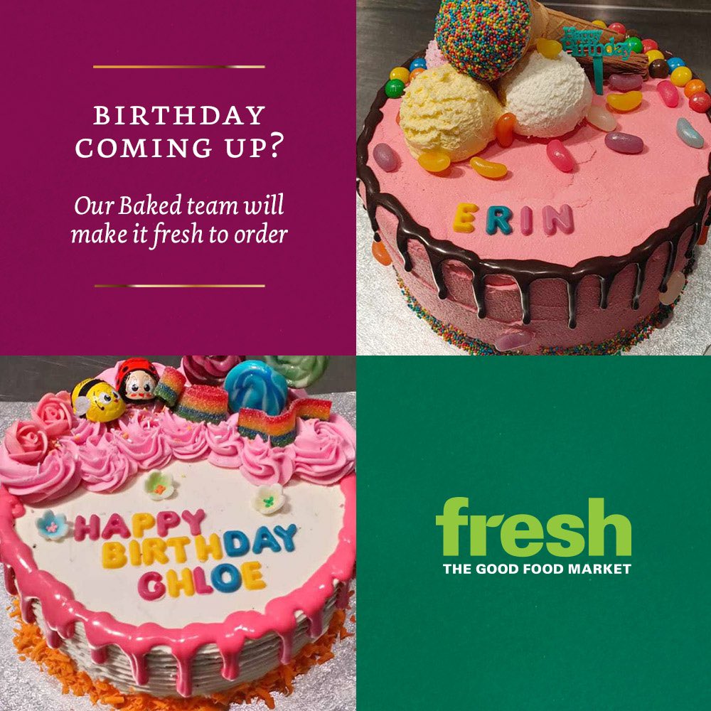 freshdublin's tweet photo. 🎂 Birthday or special occasion coming up soon? Allow our team at Baked to create a personalised show stopper for you ☺️To order email Bakery@freshop.ie #freshthegoodfoodmarket #freshonline #birthdaycakes #dublincakes #madelocal #madetoorder #deliveredtoyourdoor #clickandcollect https://t.co/eLPOtvBBaZ