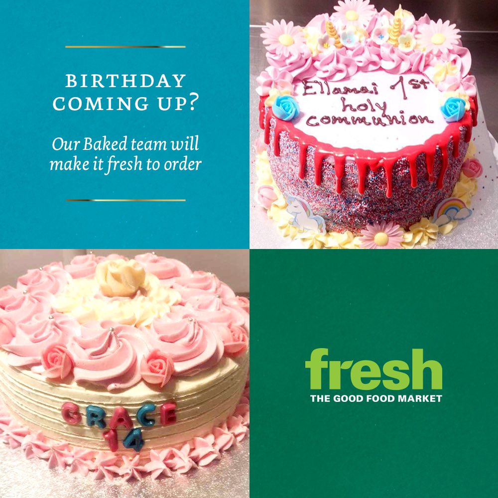 freshdublin's tweet photo. 🎂 Birthday or special occasion coming up soon? Allow our team at Baked to create a personalised show stopper for you ☺️To order email Bakery@freshop.ie #freshthegoodfoodmarket #freshonline #birthdaycakes #dublincakes #madelocal #madetoorder #deliveredtoyourdoor #clickandcollect https://t.co/eLPOtvBBaZ