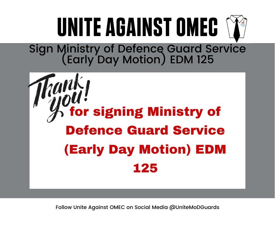 UniteMoDGuards's tweet photo. Thank you for signing EDM 125 to #ProtectTheMoDGuards, @Wera_Hobhouse
@DefenceHQ are threatening their entire workforce with OMEC contracts. Will you stand with #MoDGuards and sign the EDM - @cajardineMP @LaylaMoran @sarahjolney1 @munirawilson @Jamie4North @LibDems ? https://t.co/9CE3Batvnx