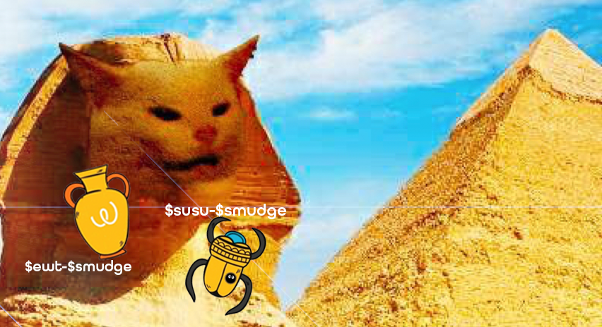 wearesmudgecoin's tweet photo. Meow! Time for the Meow of Bastet game 
Provide liquidity on @carbonswap_fi $SMUDGE-$SUSU $SMUDGE-$EWT  
Exclusive and limited NFT to earn next to $SMUDGE coins airdrop #MeowOfBastet 
Best reward model in crypto space, but only for Smudged friends. Meow Meow Meow https://t.co/f4yp9z0K4u