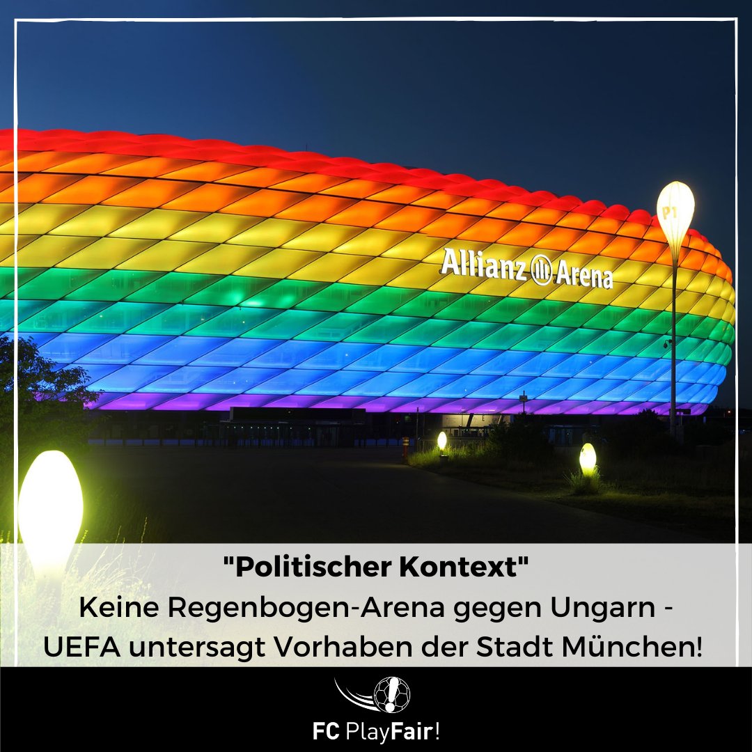 FCPlayFair's tweet photo. Statt zum Spiel gegen Ungarn schlägt die UEFA den CSD-Tag (28. Juni) oder einen Tagen zwischen dem 3. und 9. Juli (CSD-Woche in München) vor, in unseren Augen das absolut falsche Zeichen! 😤🏳️‍🌈

#PlayFair #EURO2020 #DFB #Regenbogen #Ungarn https://t.co/6DBoMLHXnm