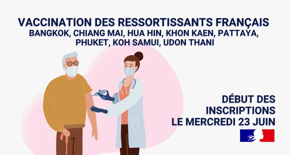 siamactu's tweet photo. ❗ L’ambassade de #France a obtenu l’autorisation du gouvernement thaïlandais de mettre en place une campagne de vaccination dans tout le pays, au bénéfice dans un premier temps, des personnes les plus vulnérables de notre communauté en #Thaïlande.

👉 https://t.co/dvlk9WpK9d https://t.co/rhsQHYHmuZ