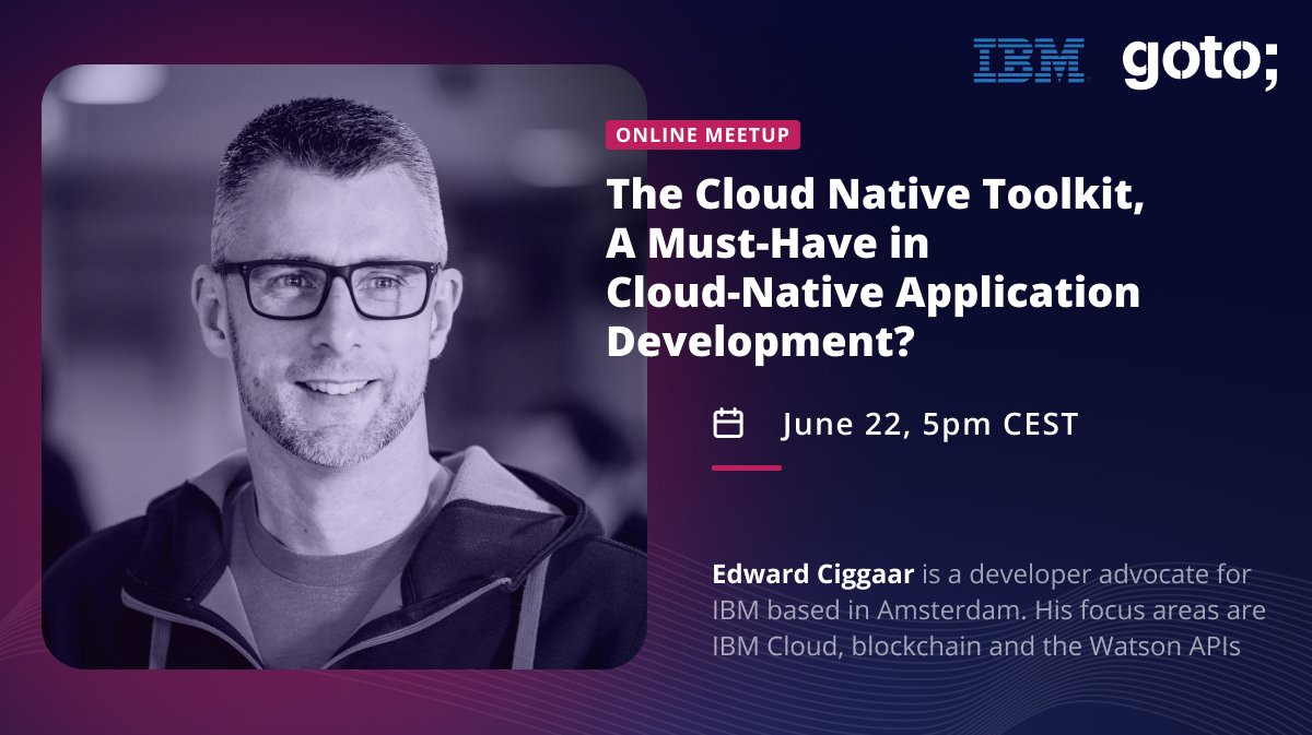 🎉Tonight our 2nd  <a href="/GOTOcon/">GOTO</a> meetup with <a href="/EdCig001/">Edward Ciggaar</a> about the #CloudNative toolkit! 👏 Ready for some hands-on coding lessons?? Sign up here 👉meetup.com/nl-NL/goto-mee…