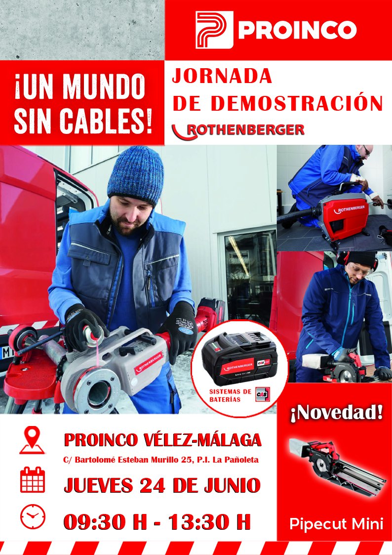 proincosanea's tweet photo. Este jueves tenemos Jornada de demostración de ROTHENBERGER en nuestra delegación de VÉLEZ.
¡No te lo puedes perder!
📍 PROINCO VÉLEZ
🗓 Jueves 24 de junio
⏱ 9:30 - 13:30 https://t.co/Gr9oyQCcCM
