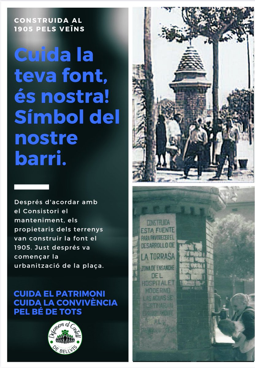 ElBellvis's tweet photo. Avui a les 19h ens veiem davant de la font de la plaça espanyola i penjarem cartells #CollblancLaTorrassa | Lluitarem pel patrimoni perque @LHAjuntament no ho fa #SOSPatrimoniLH https://t.co/RRhdXQY9nE