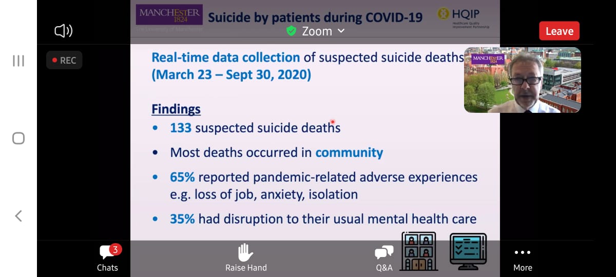 Waktu awal pandemi, beberapa kali diberitakan pasien COVID bunuh diri.

Ternyata dari hasil pendataan, bunuh diri lebih banyak terjadi di masyarakat.

Pasien mana yg bunuh diri? Yang lg isolasi, mengalami kecemasan, serta kehilangan (pekerjaan atau org dekat).

#NCISH2021