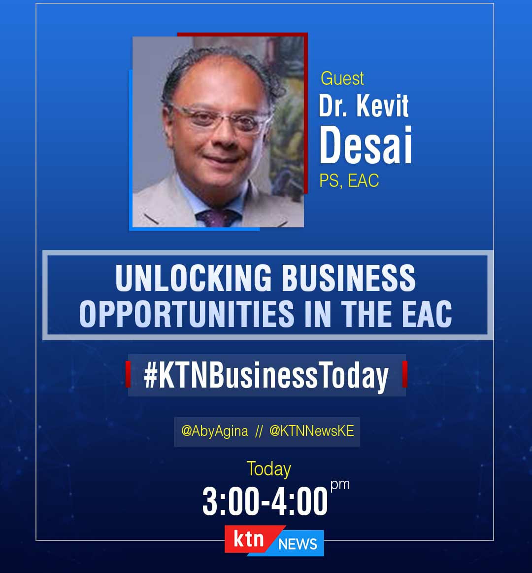 AginaAby's tweet photo. Catch @KevitDesai on @KTNNewsKE as we unpack the Trade Agenda as Kenya angles to grow intra regional trade amidst the growing challenges in the continent. @KEPSA_KENYA @StateHouseKenya @jumuiya https://t.co/AsOQiSDYpn