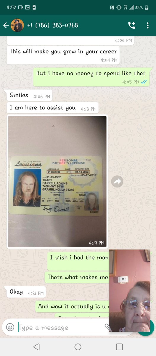 Zneaky_Lette's tweet photo. @TraceAdkins just wanted to let you know there is a scammer posing as u asking people for 5 thousand dollars to be signed with them even using a fake id shame they pray on people with dreams of being a country music artist. https://t.co/kVd26HpIEB