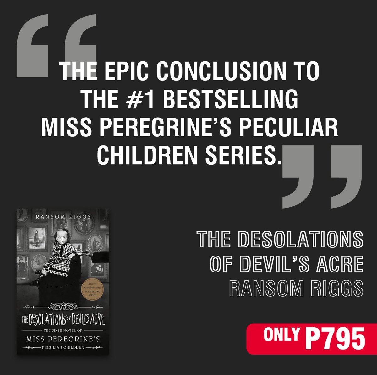 nbsalert's tweet photo. This is the final installment in the beloved Miss Peregrine’s Peculiar Children series.
Shop online: https://t.co/5x4WLD8FZI or from selected branches:
📱Chat to Shop - https://t.co/3NSkeltVqk
📱Text to Order - https://t.co/r9JzrZAt3c
#TheDesolationOfDevilsAcre #NBSbookstagram https://t.co/mnUlM28FbG