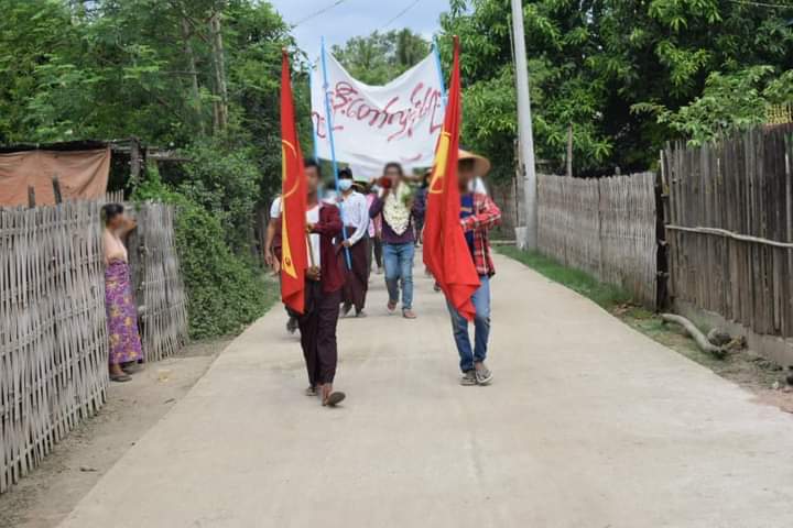 miN13700's tweet photo. 104th day of strike in the northern part of Salingyi and the eastern part of Yinmarpin against the dictator

#WhatsHappeningInMyanmar 
#June22Coup 
#UnfetteredAccessForAids https://t.co/aiZrWC3wH9