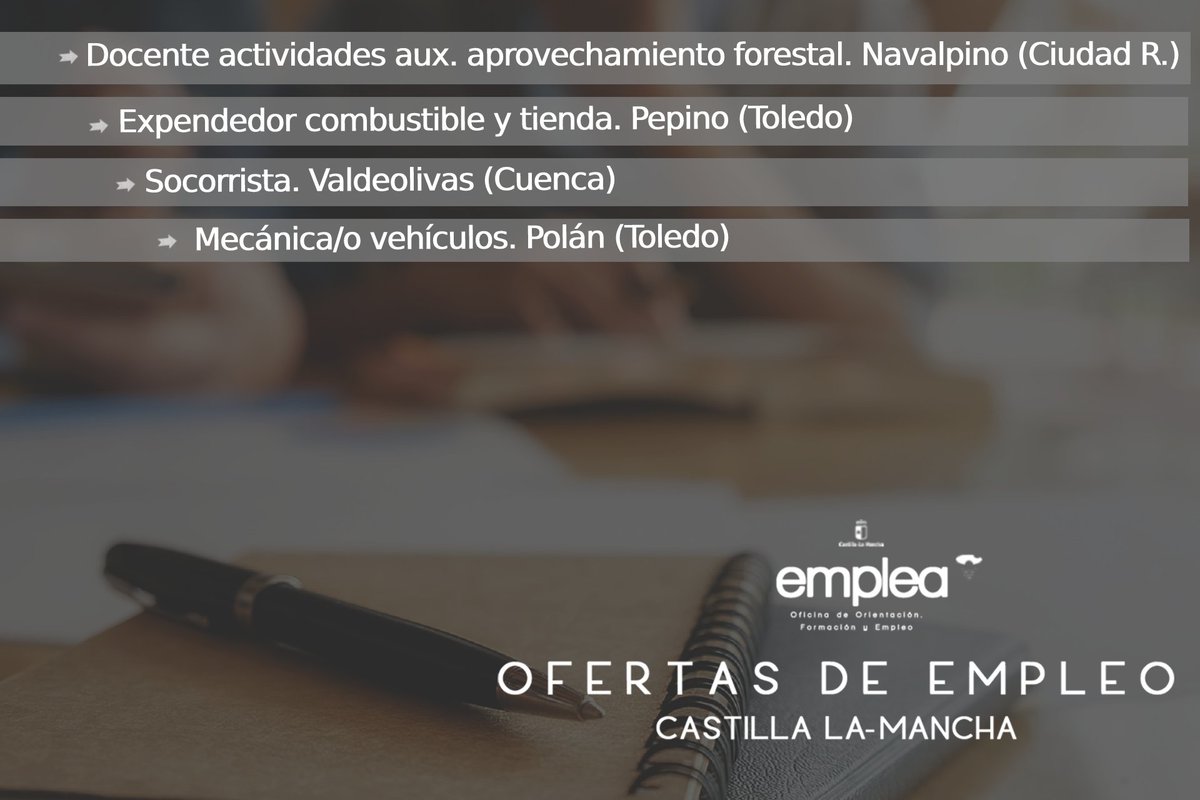 EmpleaCLM's tweet photo. ⛔️ Ofertas de empleo que se han puesto en 📢 difusión en Castilla-La Mancha el 2⃣1⃣ de🗓️ junio.
ℹ️ Información de cada una de estas ofertas https://t.co/29cfpvSHNx https://t.co/Xi3eN07Tfs
