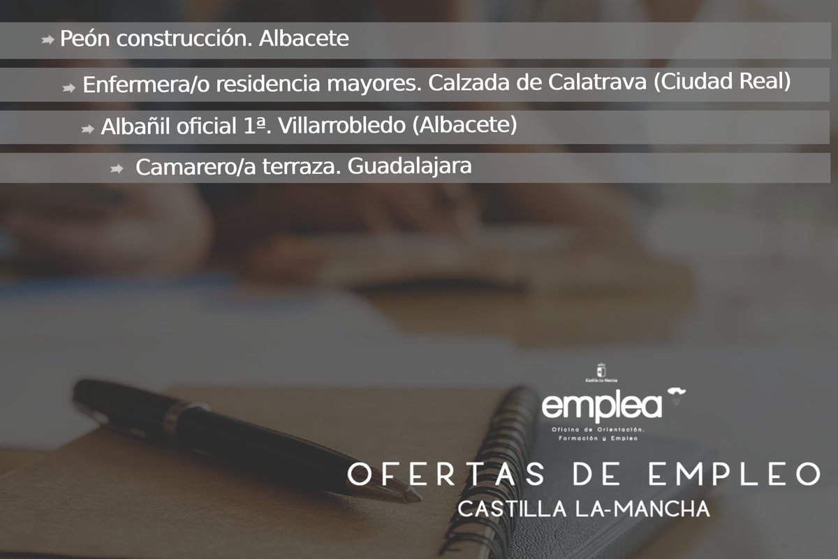EmpleaCLM's tweet photo. ⛔️ Ofertas de empleo que se han puesto en 📢 difusión en Castilla-La Mancha el 2⃣1⃣ de🗓️ junio.
ℹ️ Información de cada una de estas ofertas https://t.co/29cfpvSHNx https://t.co/Xi3eN07Tfs