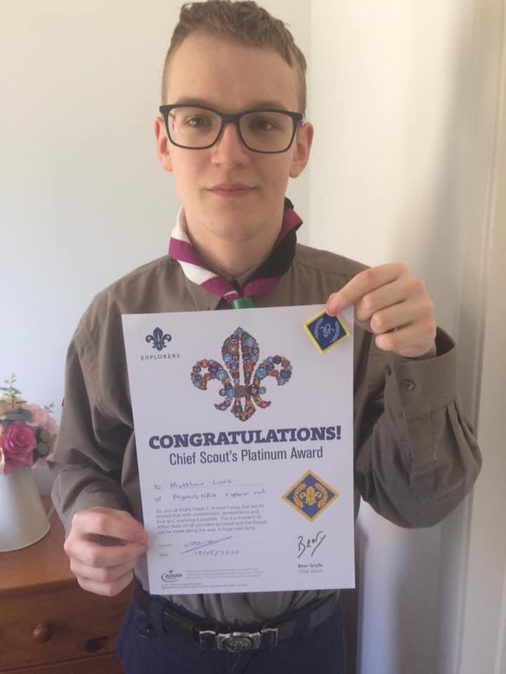 MatthewLoak's tweet photo. A year ago today, I received the Chief Scout’s Platinum Award! @Scouts #Scouts #ChiefScoutAward https://t.co/AqbgdLj0E3