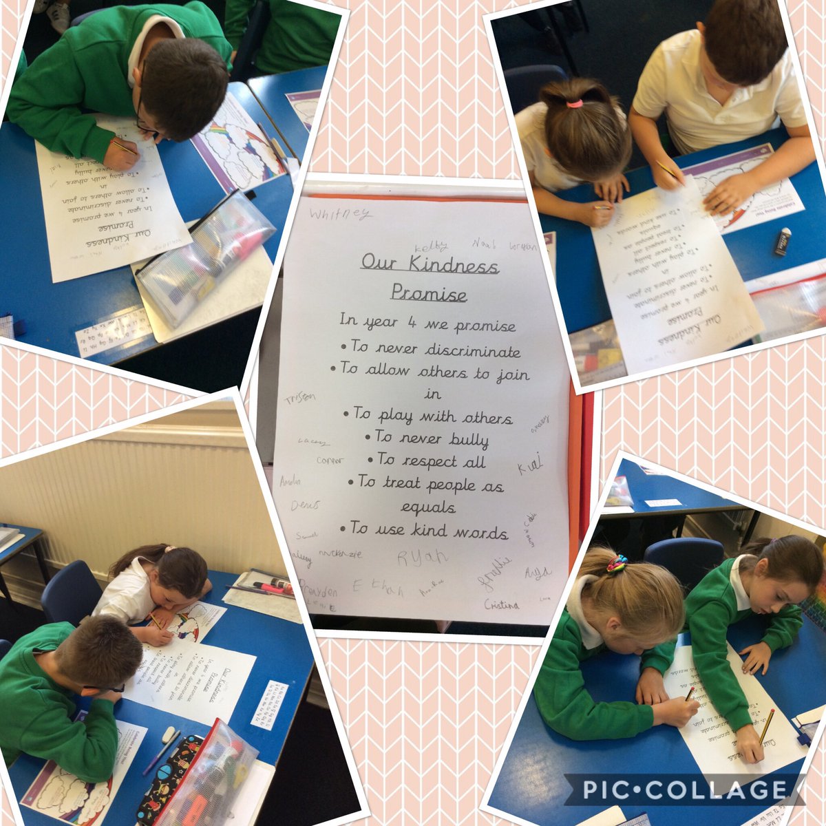 ASALeavers23's tweet photo. We have been celebrating our differences this morning as part of our Pride Month celebrations. We have also learnt about what it means to discriminate. We came up with a promise of kindness and we all signed to agree to uphold this promise #ASADiversity https://t.co/B4GeKbFdZ5