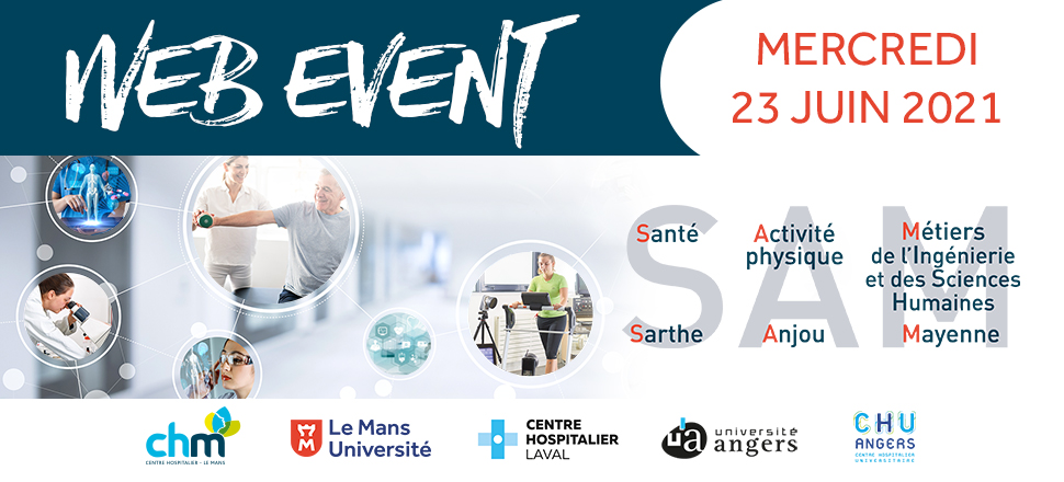 LeMansUniv's tweet photo. [WebEvent • RECHERCHE]
🧐Venez découvrir les six projets de recherche menés dans le cadre du réseau collaboratif #SAM ce mercredi de 14h à 16h.
Réseau #SAM : collaboration praticiens hospitaliers et chercheurs - domaine santé, activité physique...
Infos 👉https://t.co/ff8RNR02q3 https://t.co/1W9AMa1E9s