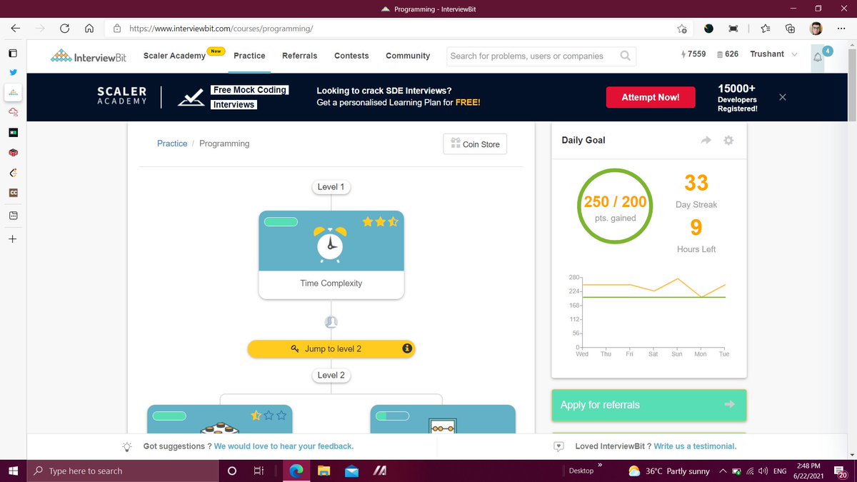 5c178eb256f3475's tweet photo. Day 33 task completed 33 Days of Streak
Streak 033/100Star- 😀
#100DaysOfCode 
#100daysofcodechallenge 
#IB_Coding_Streak 
#code
#codingbootcamp
#developers
#Java 
#c 
#Python 

@scaler_official
@interview_bit https://t.co/60VpTJrdbO