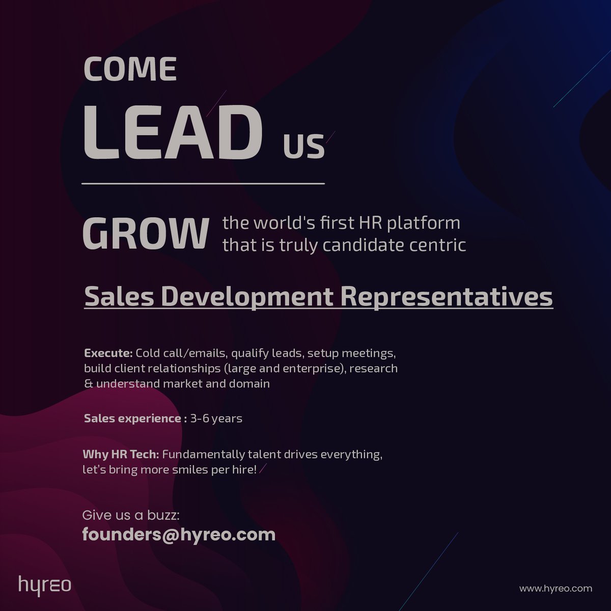 hyreohr's tweet photo. “Make a customer, not a sale.” – Katherine Barchetti

We are on our path to take our story to more customers. Do you want to lead this ? Research, execute &amp; build an awesome customer outreach program.  
https://t.co/s2uaWG3Wyn | founders@hyreo.com
#salesdevelopmentrepresentative https://t.co/oq6BnEvZkJ