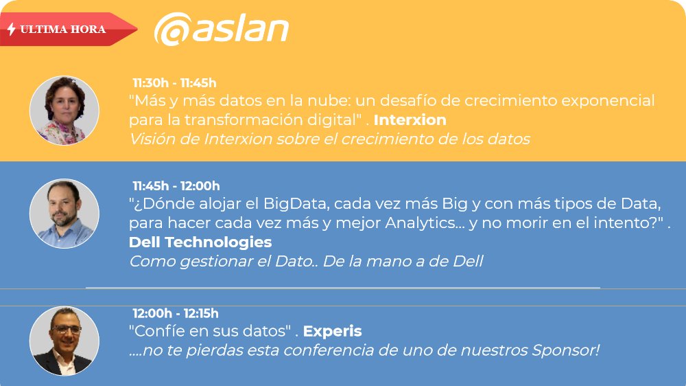 Seguimos en Directo con 3 conferencias de interés de @InterxionSpain <a href="/DellTechSpain/">DELL Technologies España</a> <a href="/ExperisSpain/">Experis España</a> #ForoASLAN aslan.es/actividades/fo…