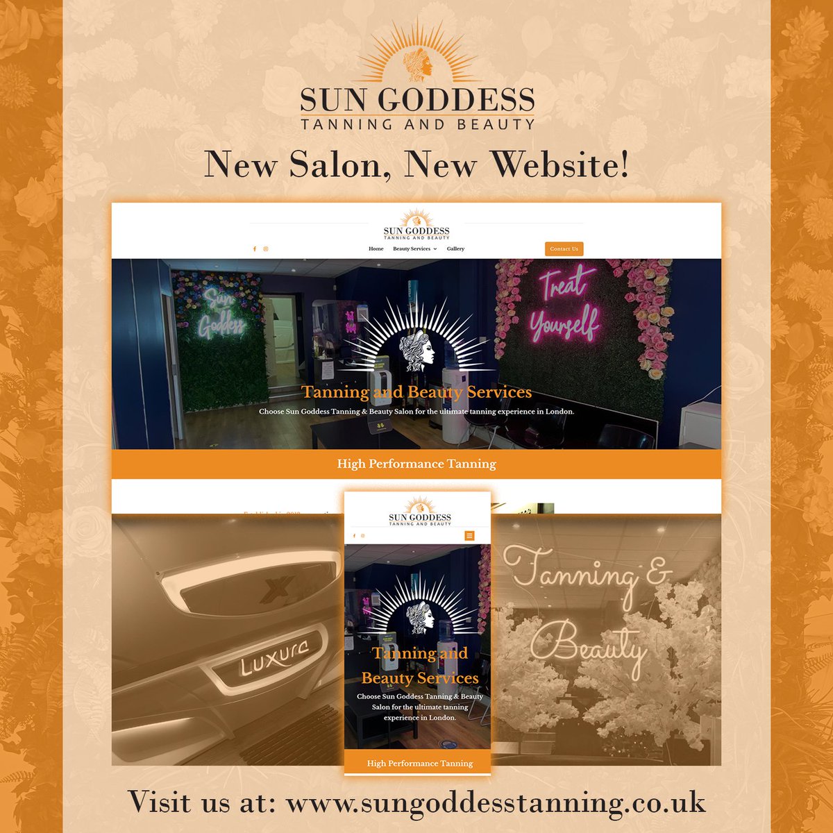 Introducing the all-new Sun Goddess Tanning &amp; Beauty logo and website! We're proud of this one! sungoddesstanning.co.uk #newwebsite #tanning #beauty