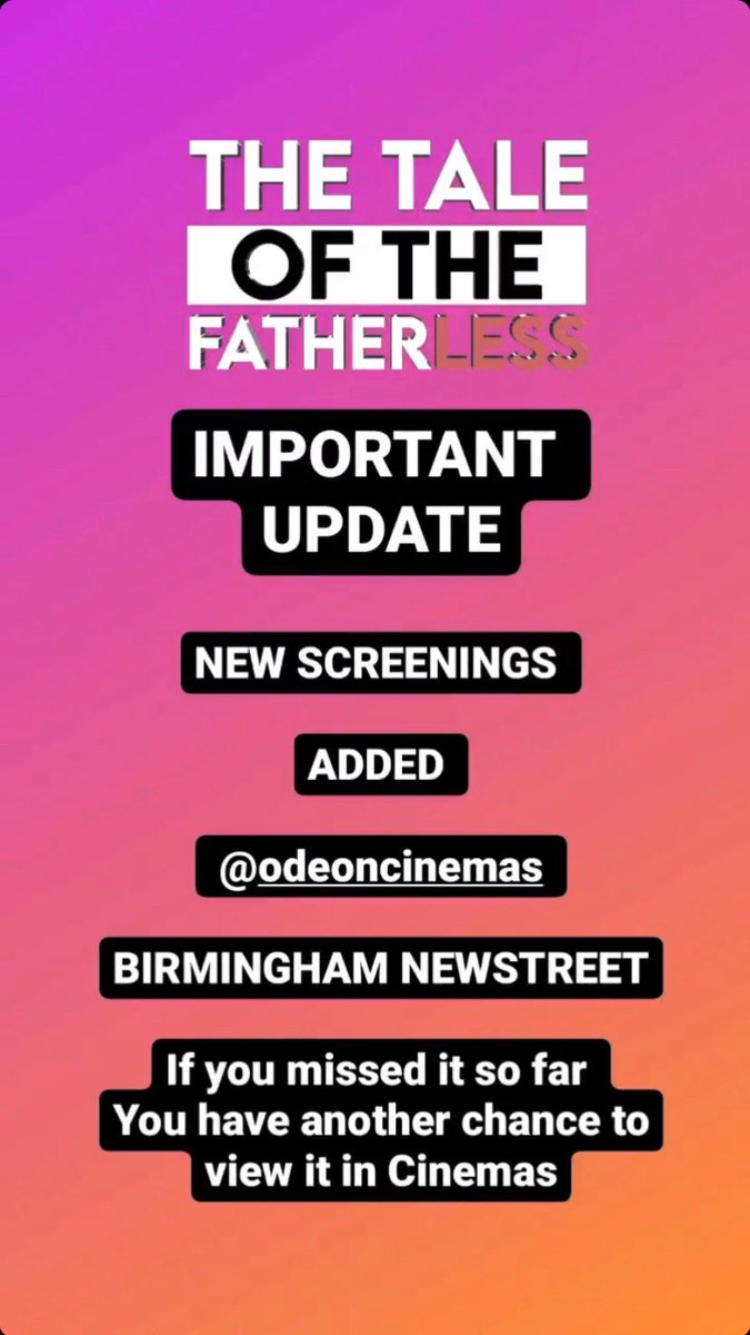 AndrePierre__'s tweet photo. New screenings have been added at @ODEONCinemas Birmingham New Street for #TheTaleOfTheFatherless
BOOK NOW:
https://t.co/5y51SjoLL0 https://t.co/UbcMtZVXFf