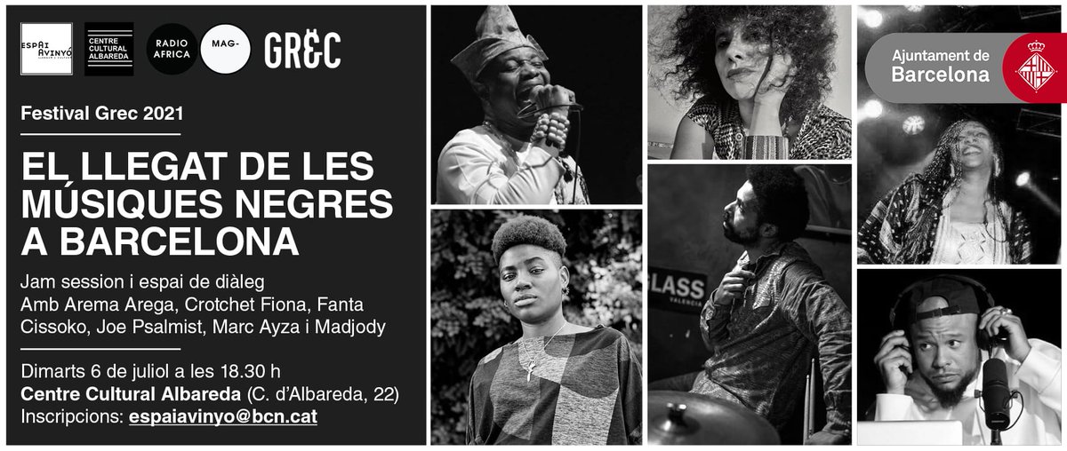 #GrecFestival | Veus d'artistes de la diàspora africana que conecten el continent amb Barcelona. Us proposem un espai de diàleg per donar resposta a la qüestió: Quin és el llegat de les músiques negres a Barcelona?
<a href="/ArtistaFanta/">🇪🇸 Fanta Cissokho Artista 🇸🇳</a> <a href="/cissokho_fanta/">fantasoundiolou</a> <a href="/RadioAfricaMag/">RadioAfrica Magazine</a>