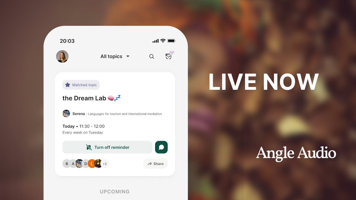 AngleAudio's tweet photo. Join now and share your strangest, funniest or scariest dream in the Dream Lab with @SerenaBluff

Click here to join:
https://t.co/cdZ0QU6uZz

#AngleAudio #Audioconversations https://t.co/e0GinfaQTu