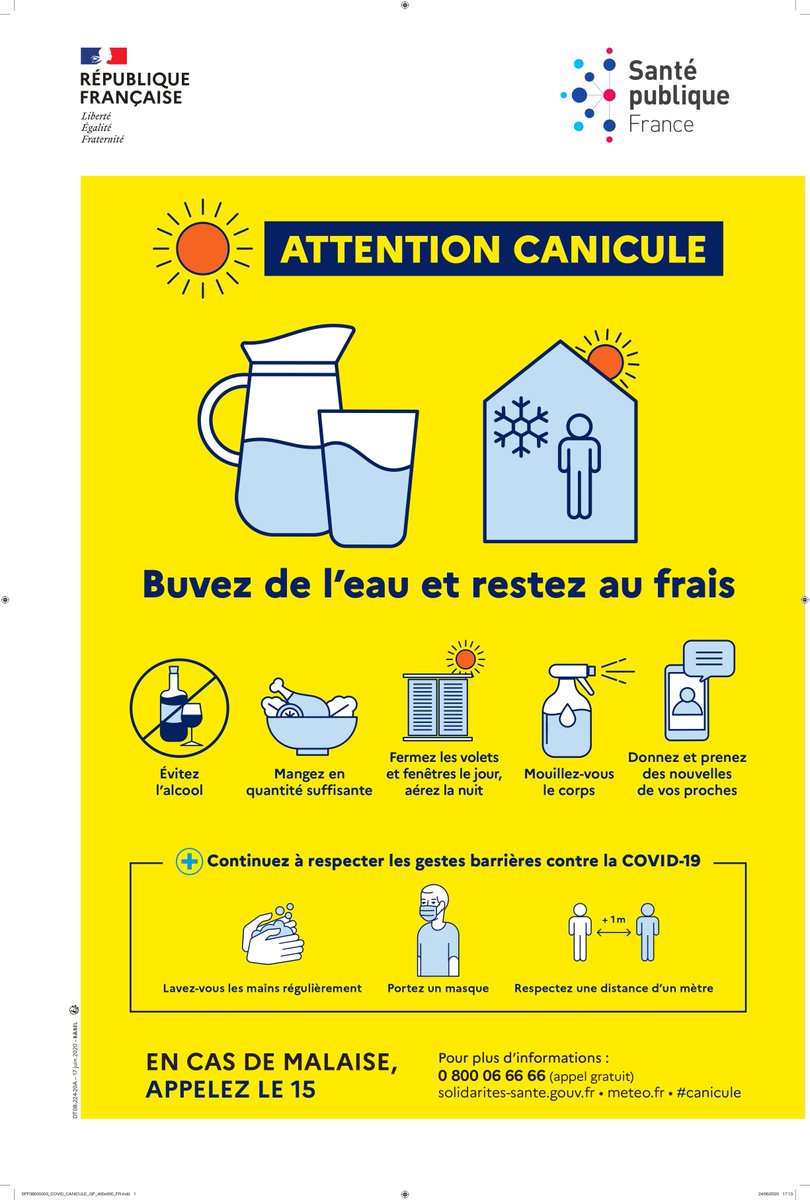 🌞PLAN NATIONAL CANICULE

Le Plan National Canicule (PNC) a pour objectif d'anticiper les vagues de chaleur et de mettre en place des mesures pour protéger les plus vulnérables.

 Retrouvez tous les bons gestes pour se préserver des fortes chaleurs 💧.

+ d'infos sur le PNC 😊 :