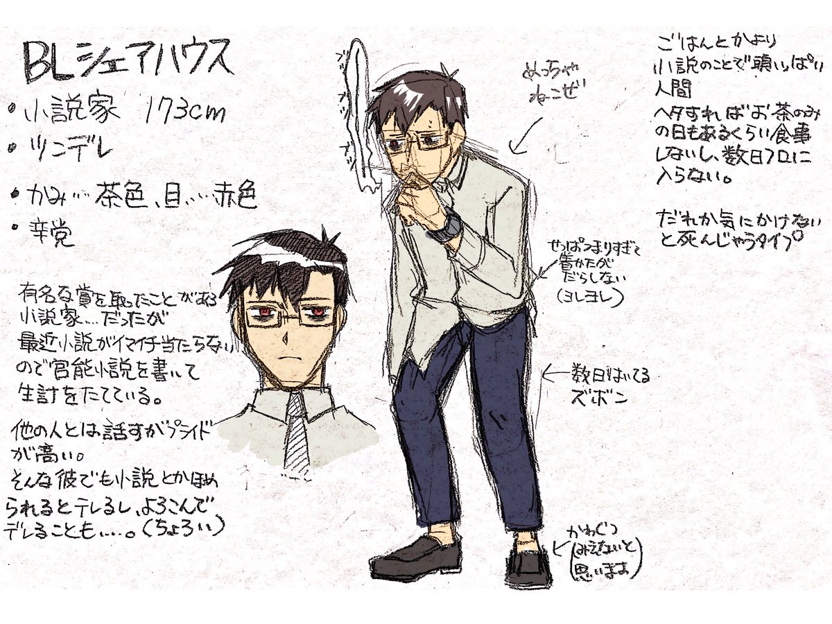 赤羽クレハ シェアしてくれてる人にめいいっぱい甘えたいのでだいぶダメ人間作った Blにする気あんのかと思われないように顔はまぁ自分のなかではイケメンにしました ちなみにストレスでデスソースバカがけして 辛いの食べたいほど辛党です ええ